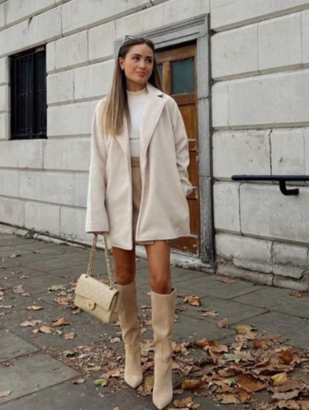 DAN POST Neutral Cream Linen Knee-High Women's Boot